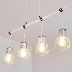 Luminaires Scandinaves-hofstein Suspension Barakaldo Chrome, Blanc, 4 lumières