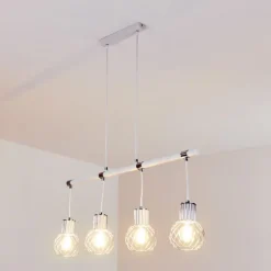 Luminaires Scandinaves-hofstein Suspension Barakaldo Chrome, Blanc, 4 lumières