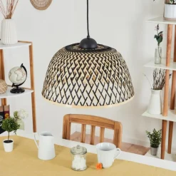 Luminaires Scandinaves-hofstein Suspension Barayn Écru, Noir, 1 lumière