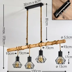 Style Boho-Chic-hofstein Suspension Bardhaman Brun, Noir, 4 lumières