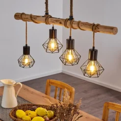 Style Boho-Chic-hofstein Suspension Bardhaman Brun, Noir, 4 lumières