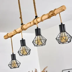 Style Boho-Chic-hofstein Suspension Bardhaman Brun, Noir, 4 lumières