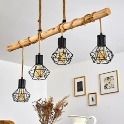 Style Boho-Chic-hofstein Suspension Bardhaman Brun, Noir, 4 lumières