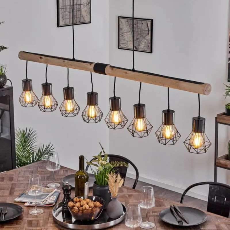 Luminaires Scandinaves-hofstein Suspension Bardhaman Écru, Noir, 8 lumières