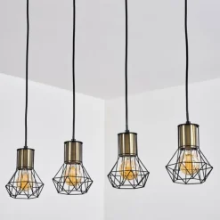 Lampes Industrielles-hofstein Suspension Bardhaman Noir, 4 lumières