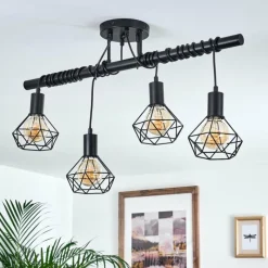 Lampes Vintages & Rétros-hofstein Suspension Baripada Noir, 4 lumières