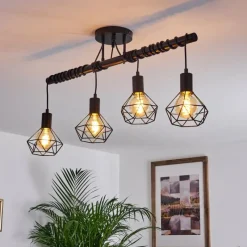 Lampes Vintages & Rétros-hofstein Suspension Baripada Noir, 4 lumières