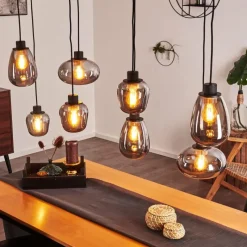 Suspension Verre Fumé-hofstein Suspension Barnegat Noir, 8 lumières