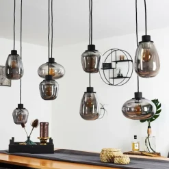 Suspension Verre Fumé-hofstein Suspension Barnegat Noir, 8 lumières