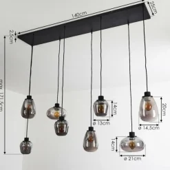 Suspension Verre Fumé-hofstein Suspension Barnegat Noir, 8 lumières