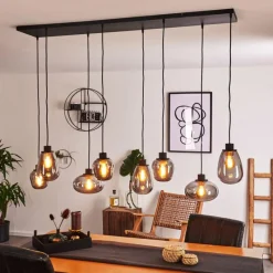 Suspension Verre Fumé-hofstein Suspension Barnegat Noir, 8 lumières