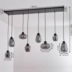 Suspension Verre Fumé-hofstein Suspension Barnegat Noir, 8 lumières