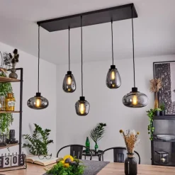 Suspension Verre Fumé-hofstein Suspension Barnegat Noir, 5 lumières