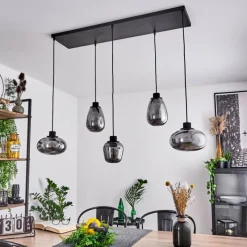 Suspension Verre Fumé-hofstein Suspension Barnegat Noir, 5 lumières