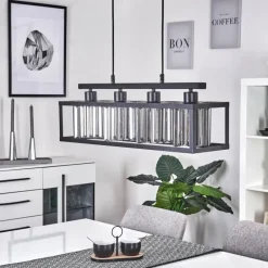 hofstein Suspension Barracon Noir, 4 lumières