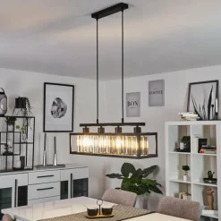 hofstein Suspension Barracon Noir, 4 lumières