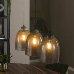 Suspension Verre Fumé-hofstein Suspension Barrancas Argent Oxydé, 3 lumières