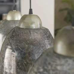 Suspension Verre Fumé-hofstein Suspension Barrancas Argent Oxydé, 3 lumières