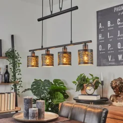 Lampes Dorées-hofstein Suspension Bathinda Noir, 4 lumières