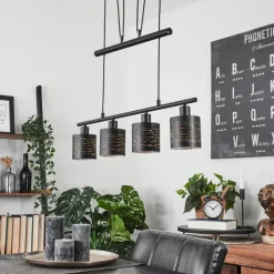 Lampes Dorées-hofstein Suspension Bathinda Noir, 4 lumières