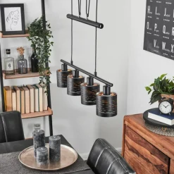 Lampes Dorées-hofstein Suspension Bathinda Noir, 4 lumières