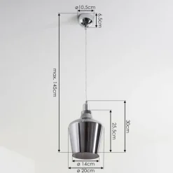 Suspension Verre Fumé-hofstein Suspension Batouna Argenté, 1 lumière