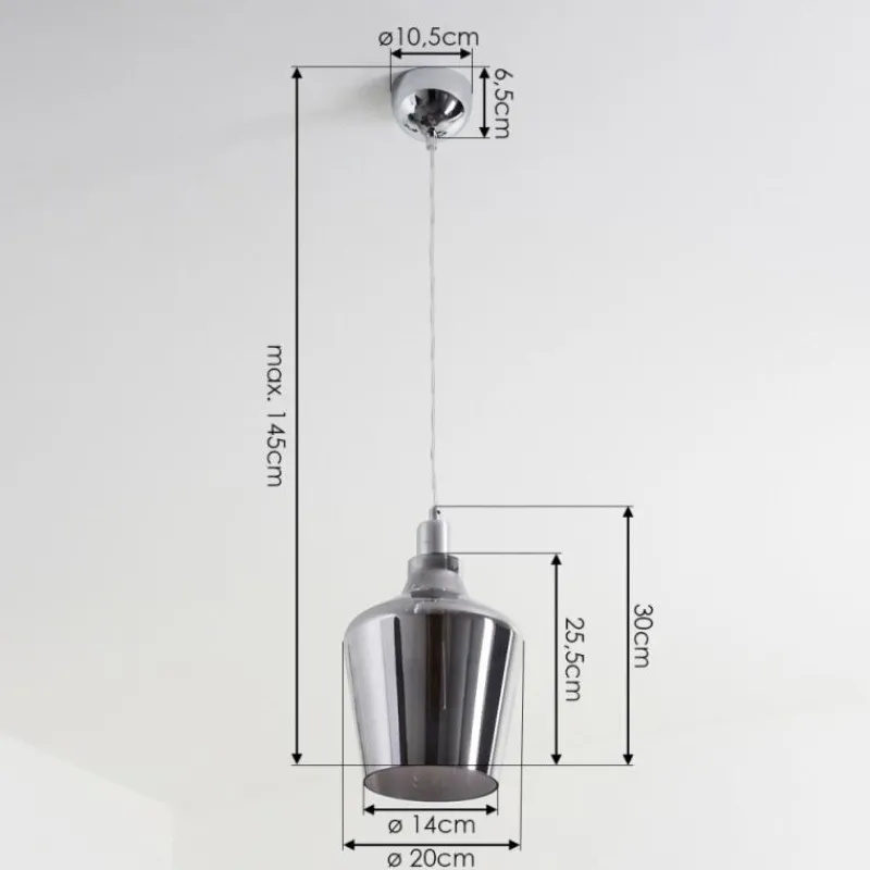 Suspension Verre Fumé-hofstein Suspension Batouna Argenté, 1 lumière