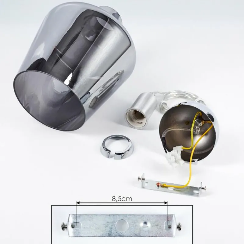 Suspension Verre Fumé-hofstein Suspension Batouna Argenté, 1 lumière