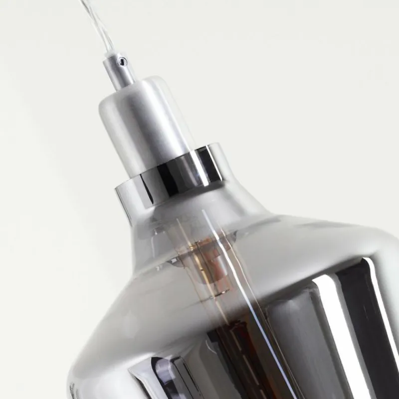 Suspension Verre Fumé-hofstein Suspension Batouna Argenté, 1 lumière