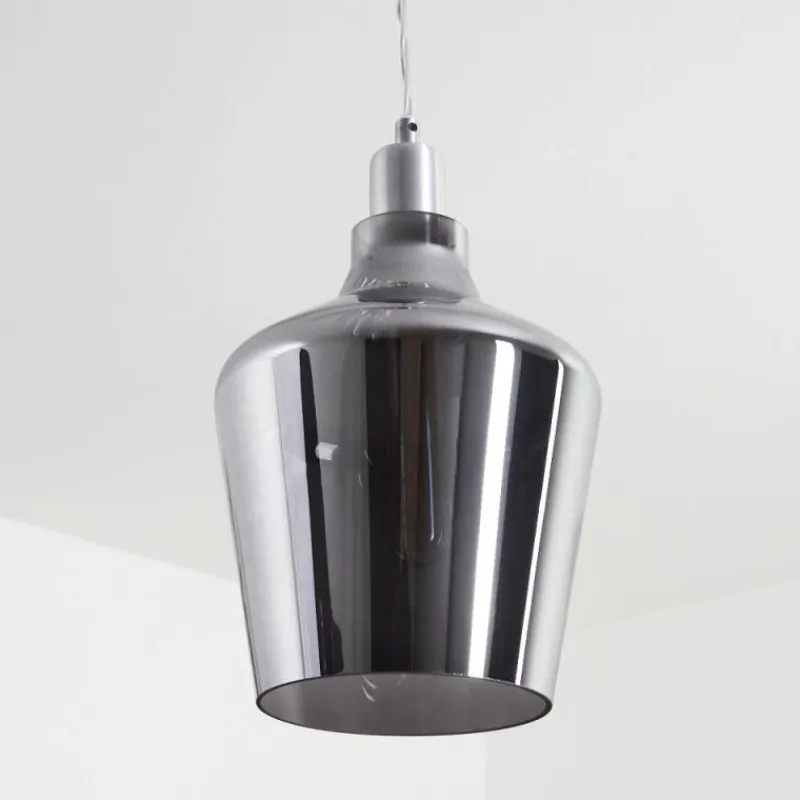 Suspension Verre Fumé-hofstein Suspension Batouna Argenté, 1 lumière