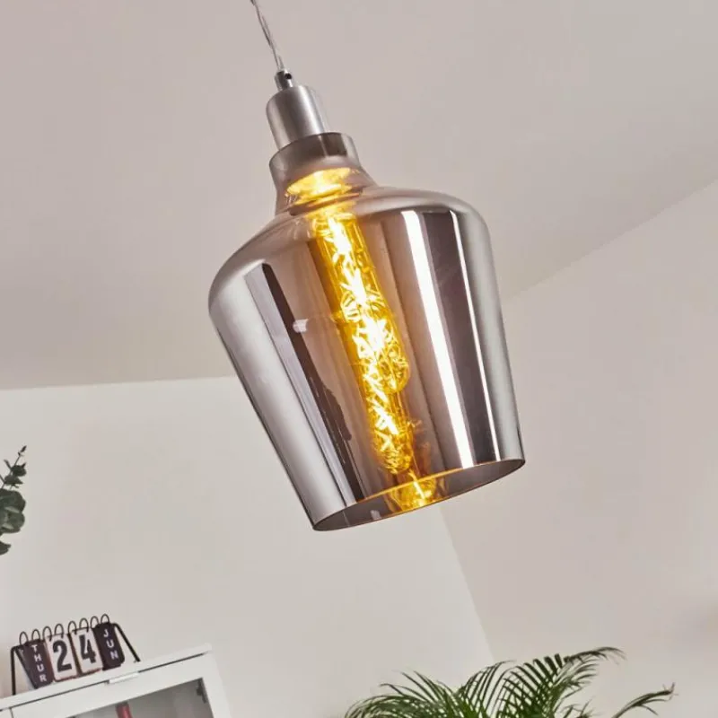 Suspension Verre Fumé-hofstein Suspension Batouna Argenté, 1 lumière