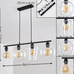 hofstein Suspension Baudette Noir, 4 lumières