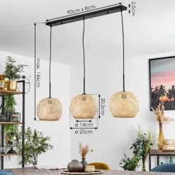 Style Boho-Chic-hofstein Suspension Bauro Écru, 3 lumières