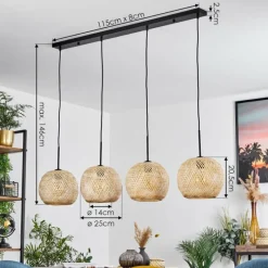 Style Boho-Chic-hofstein Suspension Bauro Écru, 4 lumières