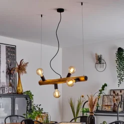 Style Boho-Chic-hofstein Suspension Beccar Écru, Noir, 4 lumières