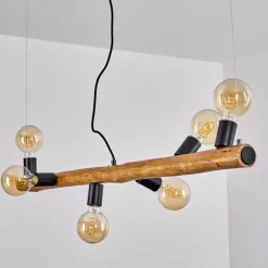 Style Boho-Chic-hofstein Suspension Beccar Écru, Noir, 6 lumières