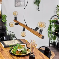 Style Boho-Chic-hofstein Suspension Beccar Écru, Noir, 6 lumières