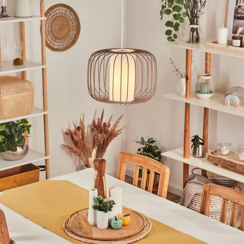 Lampes En Tissu-hofstein Suspension Begonte Taupe, 1 lumière