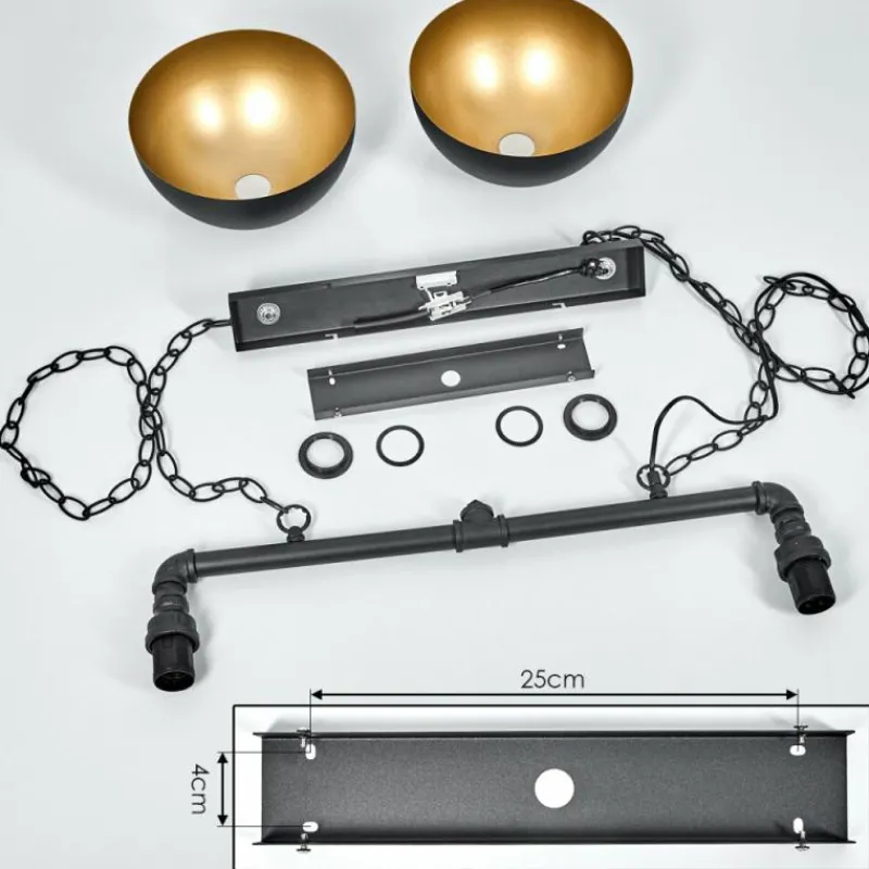 Lampes Dorées-hofstein Suspension Beles Noir, 2 lumières