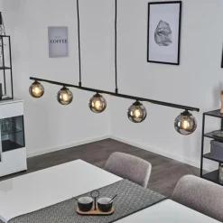 Suspension Verre Fumé-hofstein Suspension Belleoram LED Noir, 5 lumières