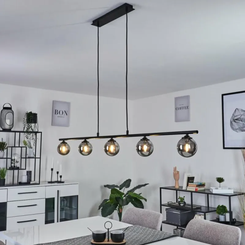 Suspension Verre Fumé-hofstein Suspension Belleoram LED Noir, 5 lumières