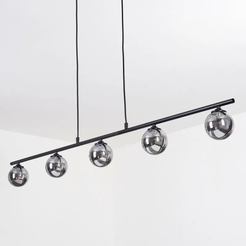 Suspension Verre Fumé-hofstein Suspension Belleoram LED Noir, 5 lumières