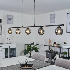 Suspension Verre Fumé-hofstein Suspension Belleoram LED Noir, 5 lumières