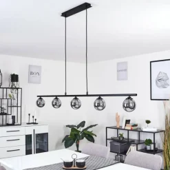 Suspension Verre Fumé-hofstein Suspension Belleoram LED Noir, 5 lumières