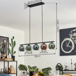 hofstein Suspension Belp Noir, 5 lumières