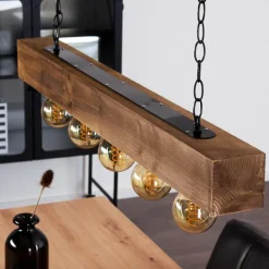 Lampes Vintages & Rétros-hofstein Suspension Berat Brun, Noir, 5 lumières