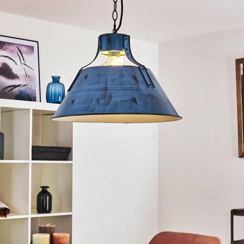 Lampes Industrielles-hofstein Suspension Berkeley Bleu, Noir, 1 lumière