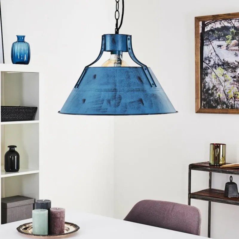 Lampes Industrielles-hofstein Suspension Berkeley Bleu, Noir, 1 lumière