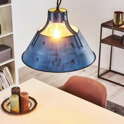 Lampes Industrielles-hofstein Suspension Berkeley Bleu, Noir, 1 lumière