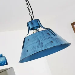 Lampes Industrielles-hofstein Suspension Berkeley Bleu, Noir, 1 lumière